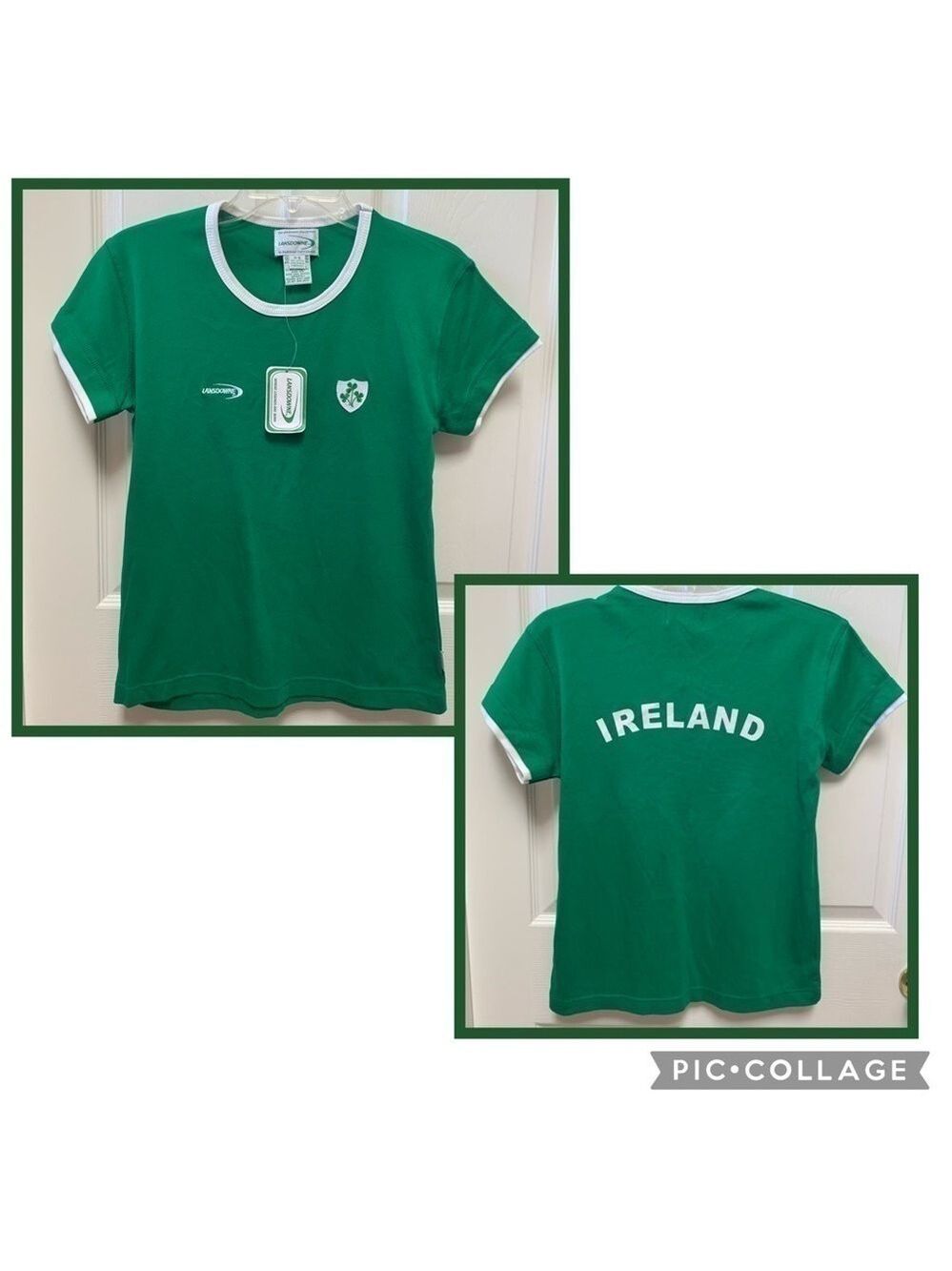 Lansdowne Ireland Shamrock Ring Neck Short Sleeve Embroidered Tee Unisex